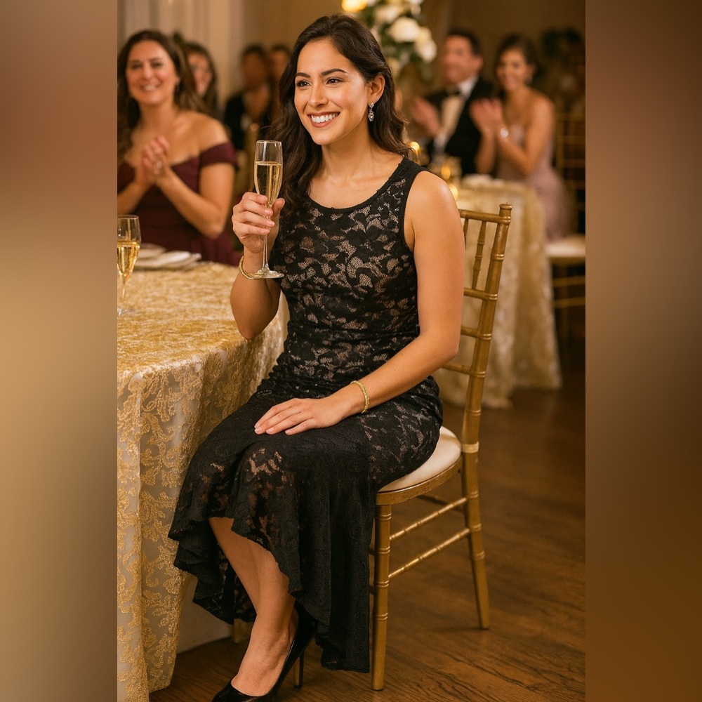 Elegant Black Lace Evening Dress